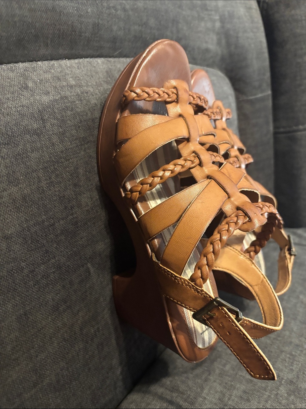b.o.c. Tan Braided Multi-Strap Heeled Sandals